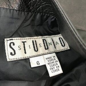 Women's Vintage Black Leather Siena Studio skirt, Size 6